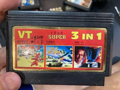 Famicom NES Game VT345 3in1 Terminator 2, Silk Worm, Tom & Jerry 3 - Image 1 of 4
