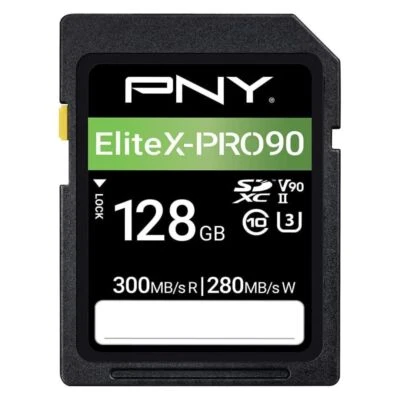 PNY 128GB Elite XPRO90 U3 V90 UHS-II SDXC Flash Memory Card - Image 1 of 4
