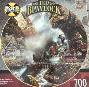 Train Puzzle 700pc Ted Blaylock Art Rock Mountain Rail Mining River Complete 24" - Picture 1 of 9