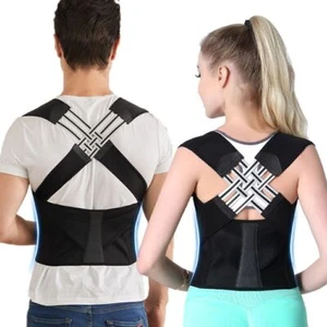 Women Men Adjustable Posture Corrector Low Back Support Shoulder Brace Belt UK - Picture 1 of 17