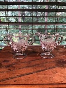 Fostoria Camellia Etched Floral Sugar And Creamer - Picture 1 of 4