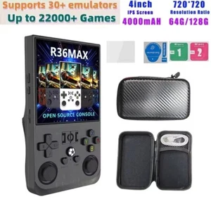 R36 Max 4 Inch IPS Screen Open Source Retro Pocket Handheld Video Game Console - Picture 1 of 12
