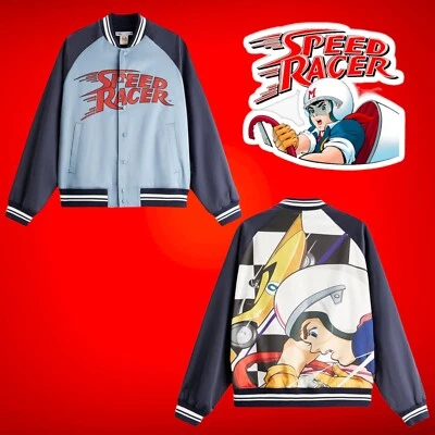 ZARA SPEED RACER TATSUNOKO PRODUCTION GRAPHIC BOMBER VARSITY JACKET MEN L/XL NWT - Image 1 of 4
