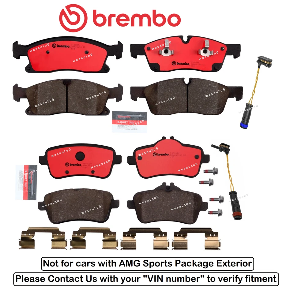 Front Rear Brake Pad OES Ceramic +Sensor for Mercedes GL350 GL450 GLS450 NonSprt - Image 1 of 1