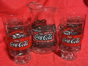 Cola Krug + 4 große Gläser 5 Stück Set Vintage - Bild 1 von 4