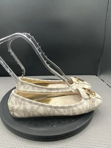 Michael Kors Womens Ballet  Flats Size Beige Gold MK Logo  Shoes - Picture 1 of 11