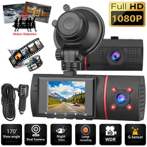 1080P Car DVR Dual Lens Dash Cam G-Sensor Front And Inside Camera Video Recorder - Picture 1 of 9
