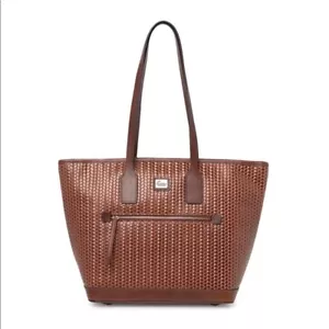 Dooney & Bourke Woven Leather Tote Bag, Chestnut Brown, 100% Authentic NWT $298 - Picture 1 of 10