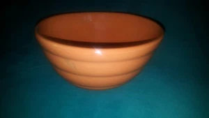 VINTAGE ANTIQUE BAUER RINGWARE STONE WARE ORANGE/ PUMPKIN BEEHIVE MIXING BOWL 9" - Picture 1 of 12