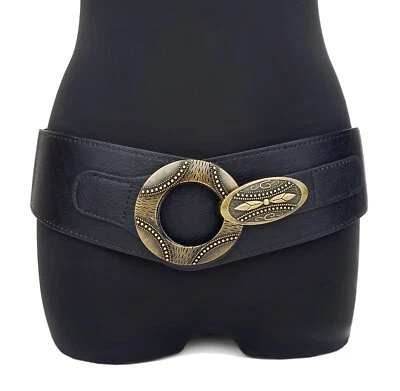 Ella Jonte Stretchgürtel schwarz Schnalle gold elastisch Trend Gürtel 75 - 95 cm - Bild 1 von 3