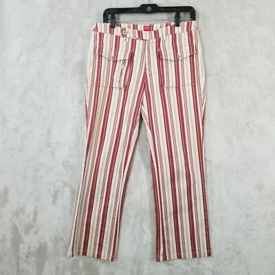 Pantalones Esprit Vintage Mujer 9/10 Cortos Rojo Rayas Algodón Hippie Años 70 Retro Soul Foto 1 de 4