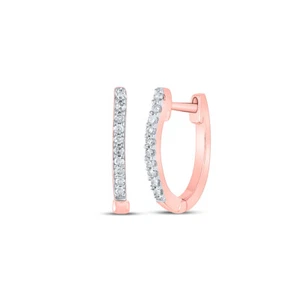 Pendientes de aro redondos de diamantes de oro rosa de 10kt para mujer de 1/12 quilates - Imagen 1 de 1