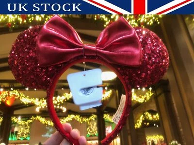 Disney Parks Shanghai Red Sequin Bow Redd Pirate Minnie Ears Headband UK