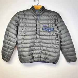 Patagonia Men’s M Down Snap-T Pullover Jacket Gray Puffer Coat Sweater 600 Fill - Picture 1 of 7