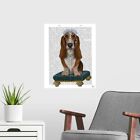 Basset Hound And Tiara Poster Art Print, Dog Home Decor