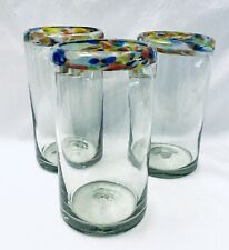 Orion Mexican Glassware Confetti Rim Perfecto Tumbler 16 oz. -  Set of 3