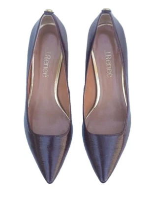 J. Renee Shoes Sz 8 Brown Patent Leather "Braidy" Women's Pumps Heels N - Image 1 of 4