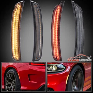 VLAND FULL LED SIDE MARKER LIGHTS For 2015-2023 DODGE CHARGER FRONT & REAR 4PCS - Picture 1 of 14