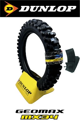 DUNLOP MX34 GEOMAX 120/90-19 Soft Rear Dirt Tire +TUBE SUZUKI RM250 450 - Image 1 of 2