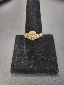 Anello unisex oro cuore oro giallo 14 carati 4,22 g misura 8,5 8 1/2 (QUC020481) - Foto 1 di 3
