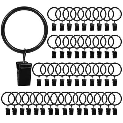 46 Pack Metal Curtain Hooks,Curtain Rings with Clips,Drapery Hooks Clips with... - Image 1 of 4