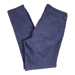 Lauren Ralph Lauren Premier Skinny Ankle Denim Jeans Women 10 Blue Paisley Boho - Picture 1 of 12