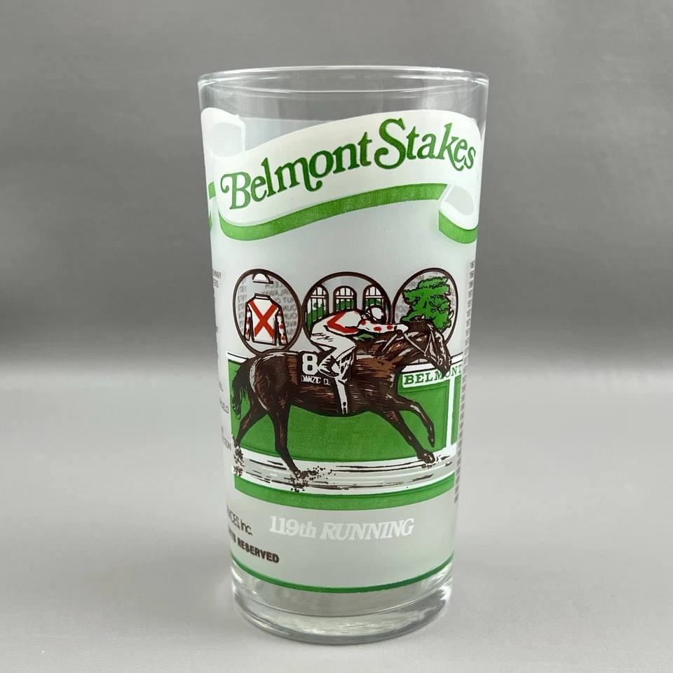 Vintage 1987 Official Belmont Stakes Glass Horse Racing 5.25" - Image 1 of 4