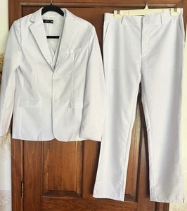 Teen Boys White Party Suit-Wedding Party Outfit-Including Blazer, Pants&Vest 14Y - Picture 1 of 4