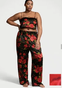 Victoria Secret Satin Cropped Pajama Set With Roses XS or S - Picture 1 of 1
