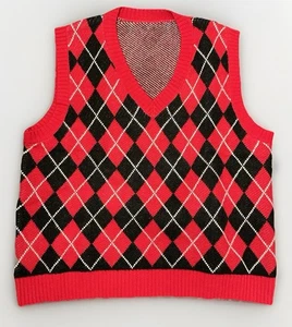 Merino Wool Vest~Women’s Size XL~Red & Black Plaid ~Holiday~Chanyarn ~ NEW - Picture 1 of 6