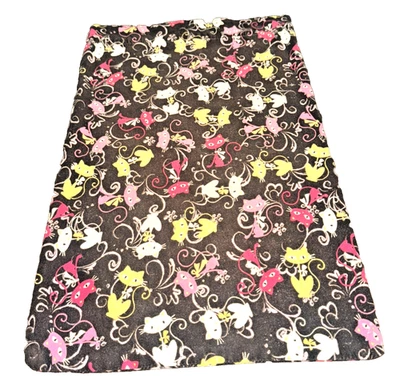 Retro CAT Lumbar Throw Pillow Cover No Closure Flannel Brown Hippie 22 x 13" - Image 1 of 4