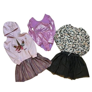 Bundle Girl’s Clothes Dress w/ Hoodie, Leotard, Skirt & Top, Size 6 - Picture 1 of 11