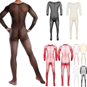 Sissy Mens Mesh See Through Body Stocking Bodysuit Jumpsuit Pantyhose Lingerie - Picture 1 of 121