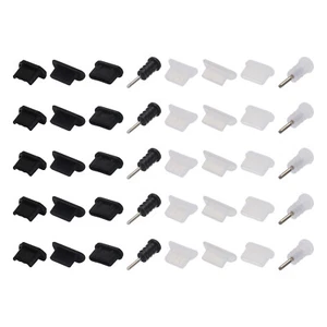 40pcs Phone Port Duct Cover Plugs Caps, USB C/Micro USB/3.5mm Audio Jack - Photo 1/7