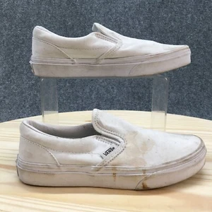 VANS Shoes Youth 3 Slip On Sneakers White Canvas 500714 Round Toe Casual Comfort - Picture 1 of 10