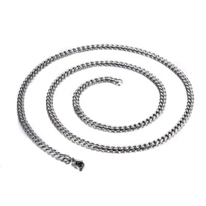 24 in/30 in Hombre Mujer Collar de Cadena Larga Plata Acero Inoxidable Colar Joyería - Imagen 1 de 8