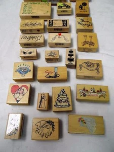 HUGE LOT! 200+ WOOD BLOCK RUBBER CRAFT SCRAPBOOKING STAMPS Inkadinkado Sugarloaf - Picture 1 of 1