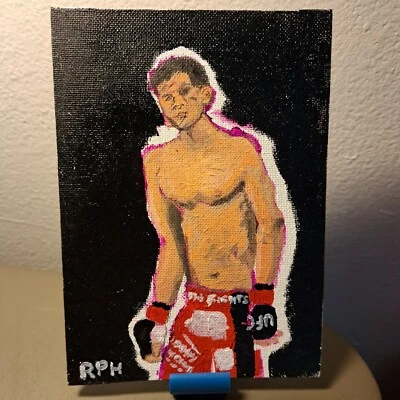 Настольное искусство 5 x 7 ациловая картина Ник Диас (OOAK) 5 x 7 лимит 1/1 подписанный оригинал  - Изображение 1 из 4