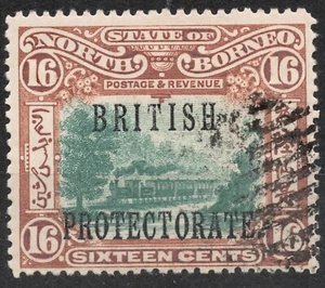 SG136 1902 16c NORDBORNEO Borneo Eisenbahn Zug Überpr. Britisches Protektorat - Bild 1 von 2