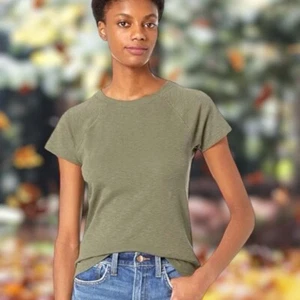 T-shirt donna Madewell Westville verde militare raglan taglia large - Foto 1 di 7