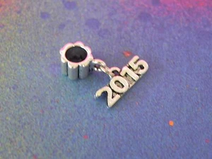 3 Qty 2015 Class of 15 Number Silver Graduation Bead Charm European Large Hole - Picture 1 of 10