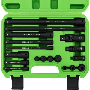 18Pcs Drive Tool Accessory Set Socket Extension Bar Swivel Universal Joints - Picture 1 of 10