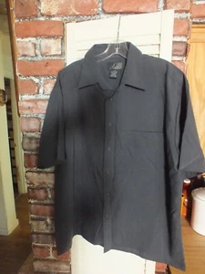 Mens J.F. J.Ferrar shirt short sleeve  button front black poly/rayon Large - Picture 1 of 3