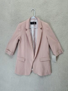 Zara Basic Women Jacket Medium Pink 100% Acetate Open Front Classic Fit Blazer - Picture 1 of 19
