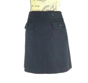 Ann Taylor Loft 10 Large Skirt Black Woven Short 2 Pocket Straight Washable CUTE - Picture 1 of 4