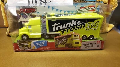 NIB DISNEY PIXAR CARS TRUCK FRESH HAULER #9 #34 SEMI TRANSPORTER MATTEL TOY CAR - Image 1 of 4