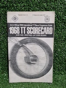 Tarjeta de puntuación oficial 1968 motocicleta TT carreras tabla de velocidad líder vuelta guía de registro - Imagen 1 de 6