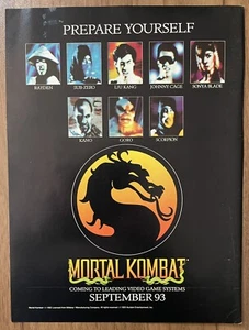 1993 Mortal Kombat Rayden SubZero Goro Kano Sega Nintendo Video Game Magazine Ad - Picture 1 of 2