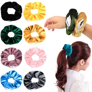VSCO Terciopelo Cremallera Bolsillo Oculto Scrunchie Elástico Corbata Festival Pulsera 1 pieza - Imagen 1 de 23