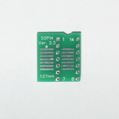 SO14 SOP14 SOIC14 To DIP14 Adapter PCB Only - P 1.27 - DIL 0.3" - 200/300mil - Image 1 of 2